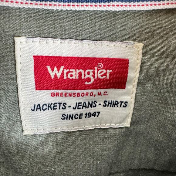 Wrangler Sage Green Long Sleeve Collared Cotton Blend Button Up Shirt Men's Sz M - Picture 6 of 8